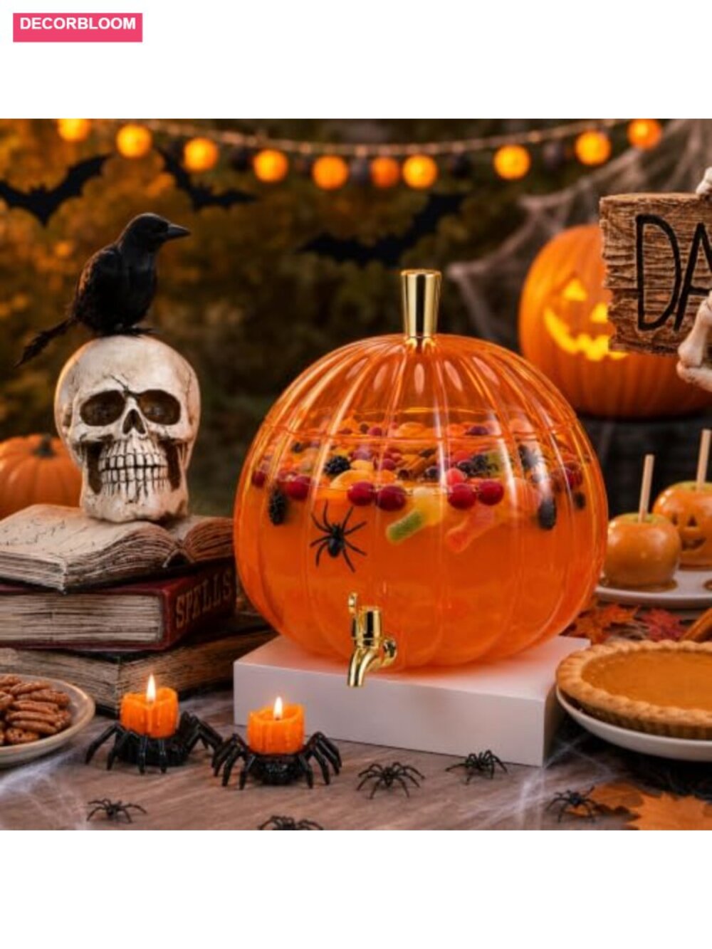 Pumpkin Drink Dispenser 1.3 Gallon Plastic Halloween Thanksgiving Party Beverage - Picture 4 of 6